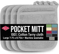 RITZ Terry Pocket Mitt & Hot Pad: Unparalleled Heat Resistant, Durable 100% Cotton – Ergonomically Designed for Optimal Grip – Easy-Care Machine Washable – 4-Pack, Titanium Grey