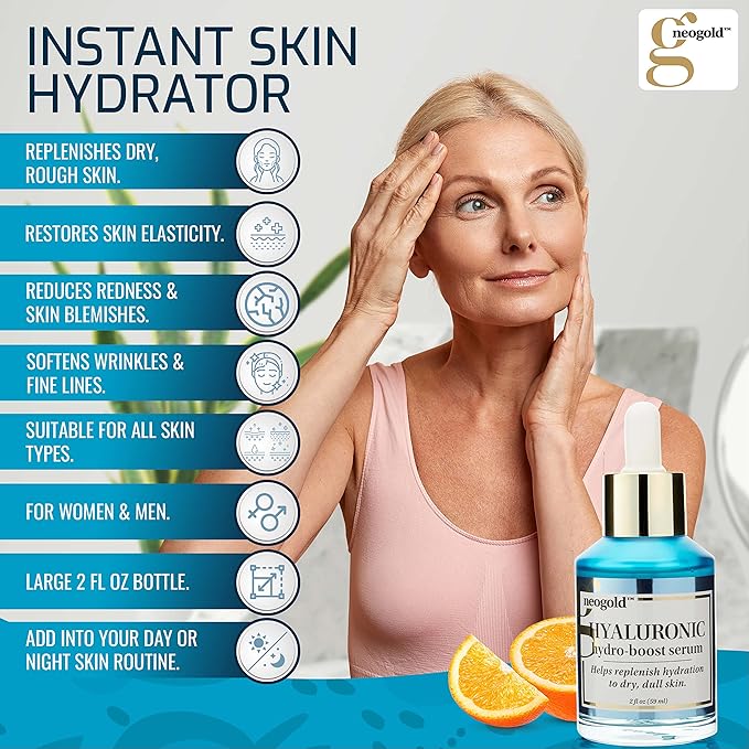 Hydrating Hyaluronic Acid Serum For Face | Vitamin E + Vitamin C Facial Moisturizer For Restoring Skin Barrier | Helps Renew, Firm, & Minimize Wrinkles, Age Spots, & Dull Dry Skin, 2 Fl Oz