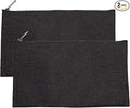 Multipack of 2 Compact Zipper Cloth Pouches, Zipper Bag, Travel Toiletry, Cosmetics, Stationary Case, 11 x 6 inches (Black)