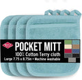 RITZ Terry Pocket Mitt & Hot Pad: Unparalleled Heat Resistant, Durable 100% Cotton – Ergonomically Designed for Optimal Grip – Easy-Care Machine Washable – 4-Pack, Dew