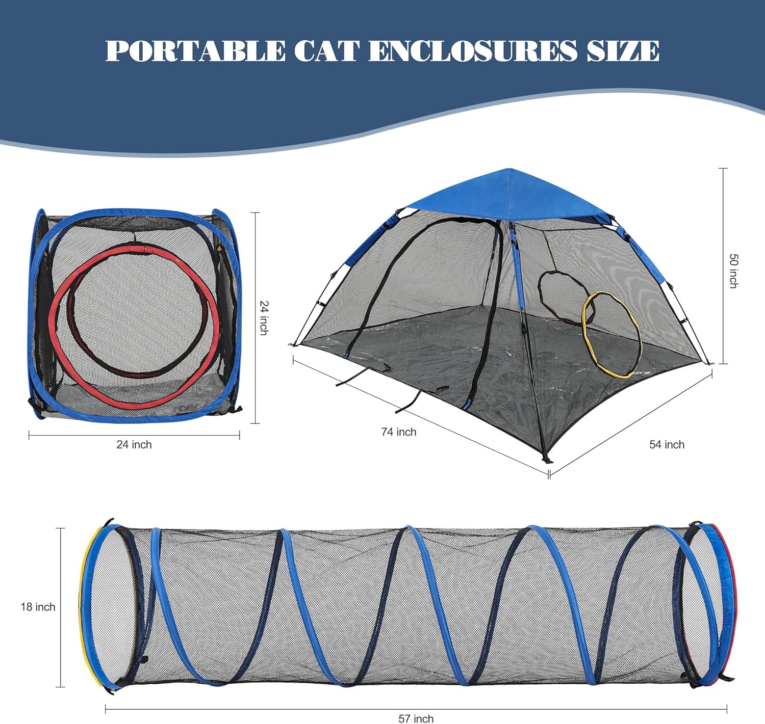Outdoor Cat Enclosure -Portable Pet Playpen for Outside with Cat Tunnel, Cube Combo,Pet Cage for Cats, Kittens, Dogs and Small Animals