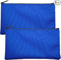 Multipack of 2 Compact Zipper Cloth Pouches, Zipper Bag, Travel Toiletry, Cosmetics, Stationary Case, 11 x 6 inches (Royal Blue)