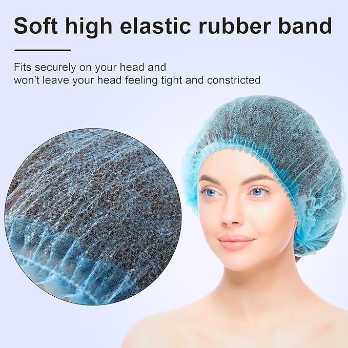 TaShow 120 Pcs Disposable Bouffant Caps, 21 Inches Hair Nets for Women and Men, Polypropylene Non-Woven Hair Nets