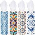 4-Pack Car Tissue Cylinders - Retro Boho Pattern, Fits Car Cup Holders, Travel Tissue Tubes with Facial Tissues (Retro Design)