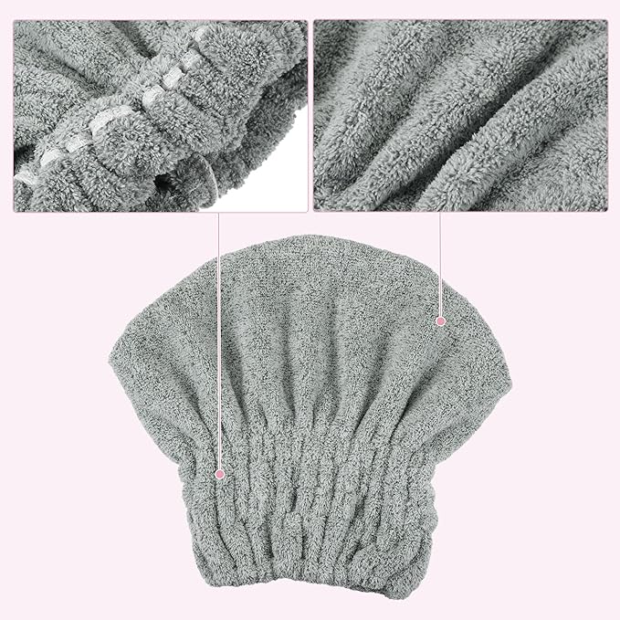 VOCOSTE Charcoal Fiber Hair Drying Towel Dry Cap, Lightweight Strong Absorbent, for After Bath Drying Hair, Gray
