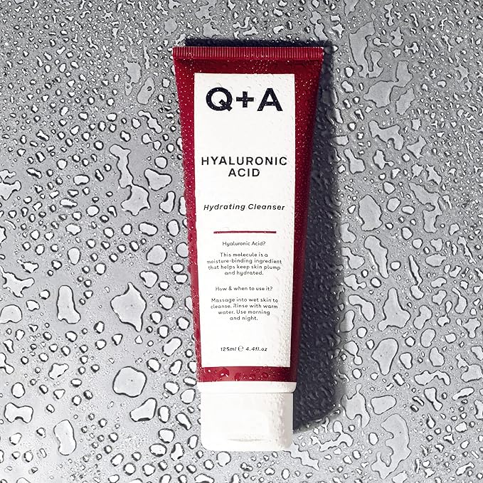 Q+A Hyaluronic Acid Hydrating Cleanser (125ml), Gentle Foaming Cleanser, Face Wash with Aloe Vera and Coco Betaine, Hydrating and Non-Drying, Fragrance Free Skincare