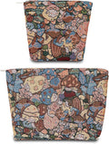 2 PCS Makeup Bag Small Cute Cosmetic Bags for Women，Floral Travel Toiletry Bag for Purse, Large Canvas Cosmetic Pouch Makeup Organizer Tool Pouch with Zipper（MushRoom Girl）