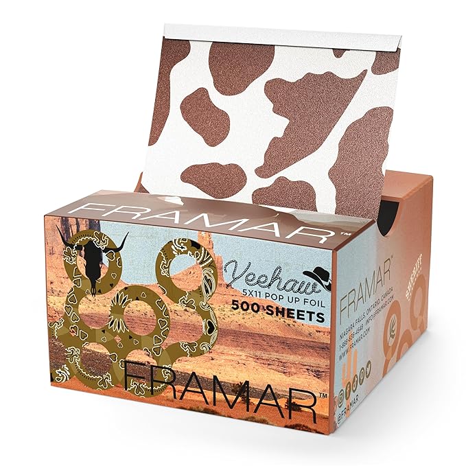 FRAMAR Yeehaw Hair Foils For Highlighting - Pop Up Hair Foil For Hair Highlighting, Highlight Foils For Hair, Aluminum Foil Sheets, Salon Foils For Hair Stylist, Non Slip 500 Pop Up Foil Sheets