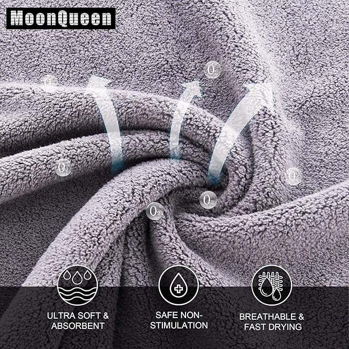 MOONQUEEN Ultra Soft Premium Washcloths Set - 12 x 12 inches - 24 Pack - Quick Drying - Highly Absorbent Coral Velvet Bathroom Wash Clothes - Use as Bath, Spa, Facial, Fingertip Towel (Light Grey)