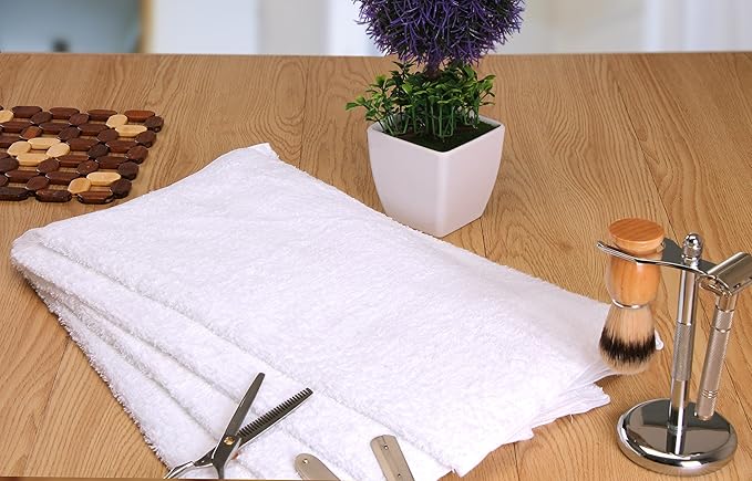 Utopia Towels, Salon Towel, Pack of 12, 16 by 27 Inches, Highly Absorbent Cotton Towels for Hand, Gym, Beauty, Spa, and Home Hair Care, White