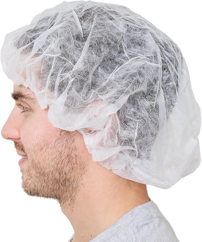Unisex Polypropylene Bouffant Caps [100 | 1000 | BLACK | WHITE | BLUE | RED |ORANGE | GREEN | 21" | 24" | 28"]
