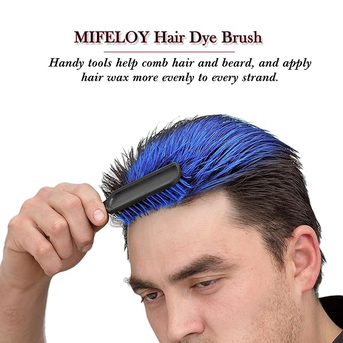 Temporary Blue Hair Color Wax with Dye Brush, Instant Natural Hairstyle Cream 4.23 oz, Disposable Coloring Mud for Men Women Youth, Washable Styling Pomades, Party Cosplay DIY Halloween