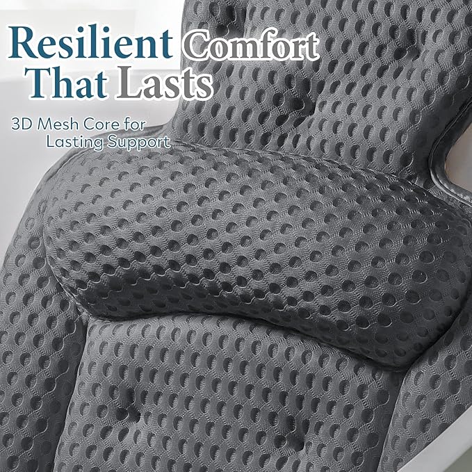 Bath Pillows for Tub, Cozy Bathtub Cushion for Head and Neck with Soft 5D Mesh Fabric and 54 Non-Slip Suction Cups, Relaxing Tub Shower Accessories Spa Gifts Gray Standard