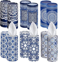 Outus 12 Pcs Mandala Car Tissues Cylinder Holder with 3 Ply Facial Tissue Bulk Round Tissue Holder Travel Tissues Boxes Container for Car Cup Wedding Birthday Party