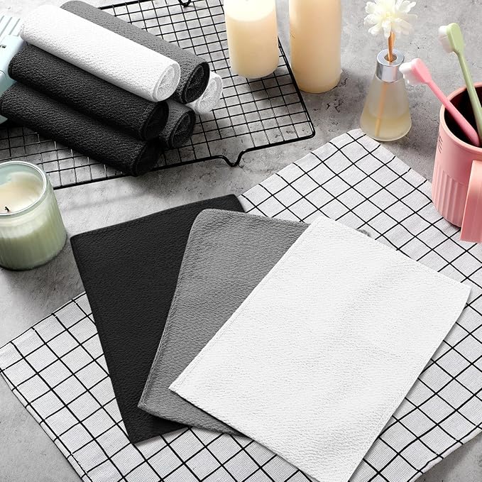 Tatuo 12 Pieces Korean Exfoliating Mitt Glove Italy Towel Body Skin Scrubber Exfoliating Scrubber for Remove Dead Skin Washcloth Korean(Large,White, Black, Gray)