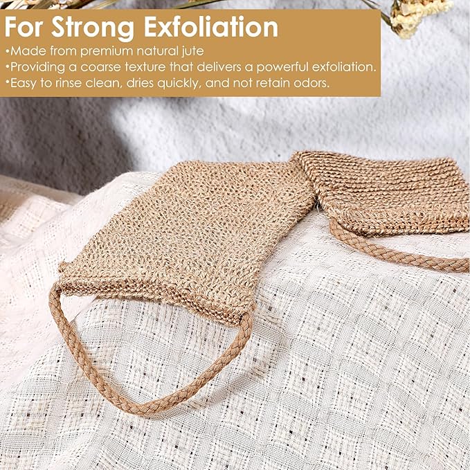 Extra Rough Exfoliating Back Scrubber, Large Natural Exfoliation Washcloth, Long Durable Body Scrubber for Men Women Workers Athletes Daily Deep Cleansing Shower Bath Wash