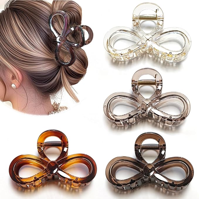 3.9 Inch Hair Claw Clips Large Glossy No Slip Hair Clips for Women Long and Medium to Thick Hair, 4 Pack