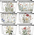 Sweetude 12 Pcs Spring Flowers Makeup Bag Bulk Portable Travel Cosmetic Bags with Zipper Wildflower Floral Waterproof Roomy Travel Beauty Toiletry Organizer Storage Pouch for Women Spring Gifts