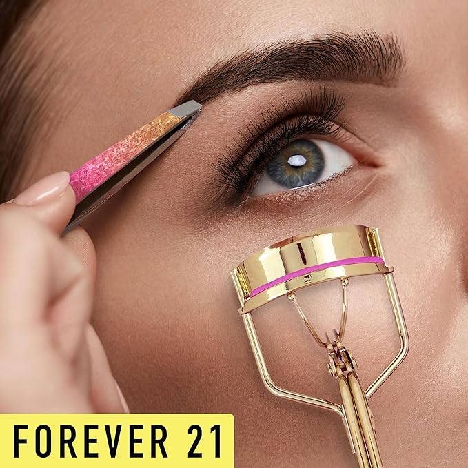 Eyelash Curler & Tweezer Set - 2pc Lash Kit w/Precision Lash Curler & Lash Tweezers for Eyelash Strips | False Eyelash Applicator Tool Kit