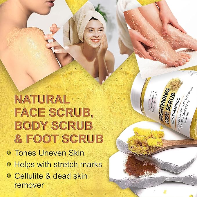 SUGAR BODY SCRUB Brightening Turmeric Exfoliant for Dark Spots