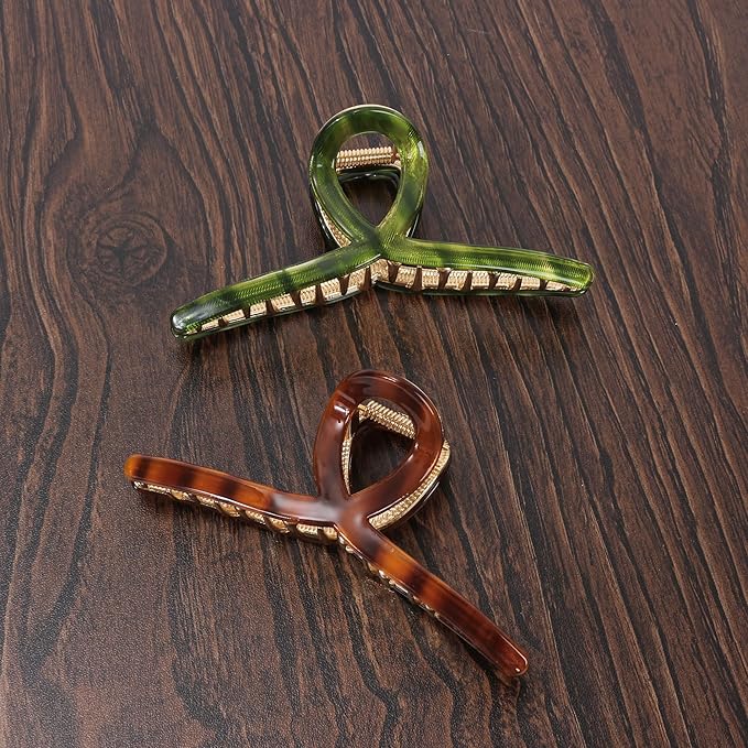 Big Hair Claw Clip Metal Claw Clips for Women Strong Hold Claw for Heavy Hair Brown Acetate Claw Clips for Girls 4.5" Jaw Clamp Large Hair Accessories for Long Thick Hair(New Brown)