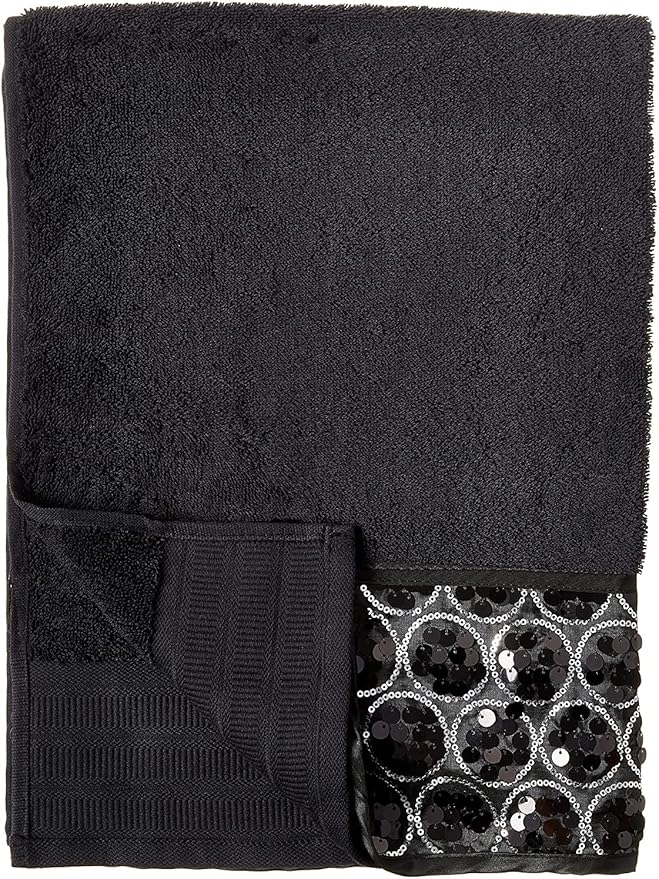 Zahari Home Sinatra Modern Bathroom Towel Set 3 Piece Towel Bath Towel, Hand Towel and Wash Towel Luxury Contemporary Decor Bling Black Bath Towel Sets Soft, Plush and Highly Absorbent