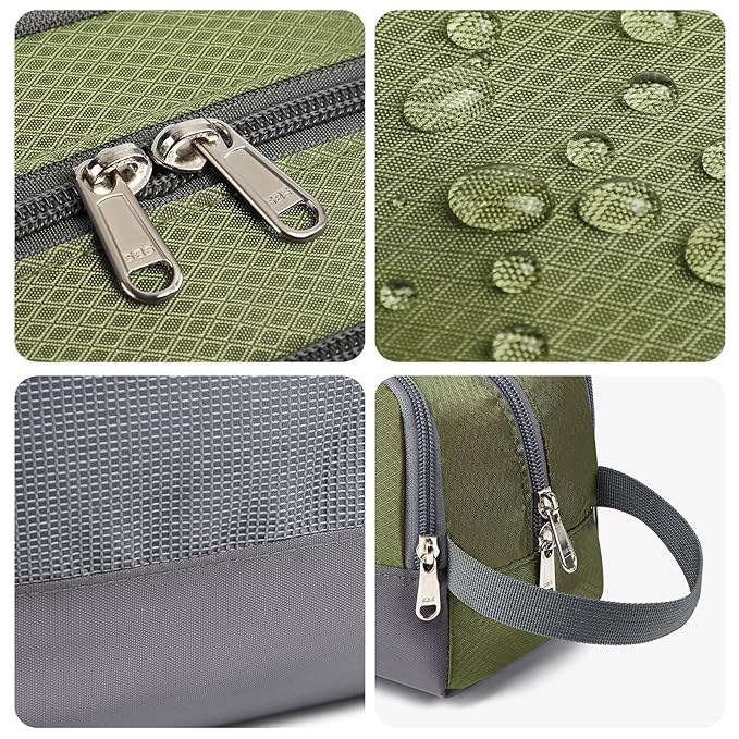 Yeiotsy Boys Toiletry Bag - Kids Travel Dopp Kit with Mesh Pockets, Compact Organizer for Gym, Camping, Hiking (Army Green)