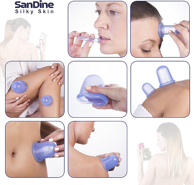 Body Cupping Therapy Sets - Sandine Face Cupping Set - Facial Cupping System - Silicone Massage Cups - Cupping for Cellulite Kit - Ideal to Shape your Cheeks, Chin by Sandine