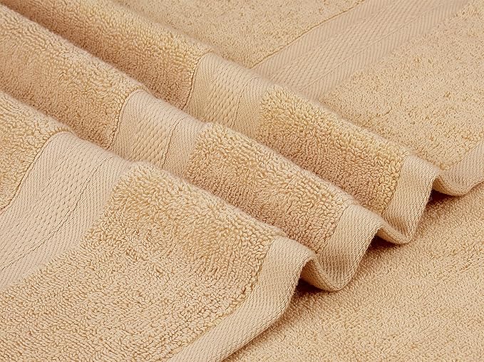 Towel and Linen Mart 4 Pieces Bath Towel Sets - Beige - Soft Feel Luxurious,Quick Dry, Extra Absorbent, 100% Ring Spun Cotton 600 GSM (27 x 54)