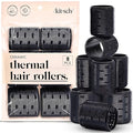 Kitsch Ceramic Thermal Hair Rollers for Women – Self Grip Hair Curlers for Heatless Curls Overnight, Long Lasting Frizz-Free Curls Volumizing Large Rollers for All Hair Types - Black, 8pcs