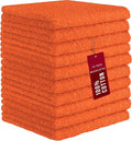DecorRack 10 Pack 100% Cotton Wash Cloth, Luxurious Soft, 12 x 12 inch Ultra Absorbent, Machine Washable Washcloths, Orange (10 Pack)