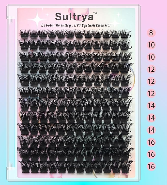 Lash Clusters DIY Eyelash Extensions Volume Lashes Wispy False Eyelashes Self-Application Lash Clusters Faux Mink at home with Natural Look (8-16mm, D01-PURE)