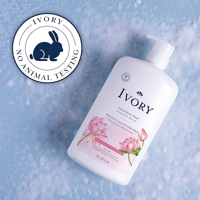 Ivory Body Wash, Designed for the Whole Family, Gentle Formula, Free of Dyes Heavy Perfumes Parabens Phthalates & Silicones, Designed for Skin's pH, Water Lily Scent, 35 oz