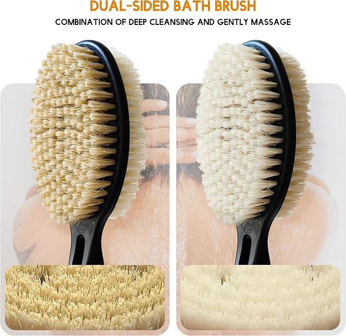 Back Scrubber for Shower, 17.52" - 25.6" Detachable Bath Brush, Back Scrubber, Exfoliation and Improved Skin Health for Elderly with Limited Arm Movement, Disabled