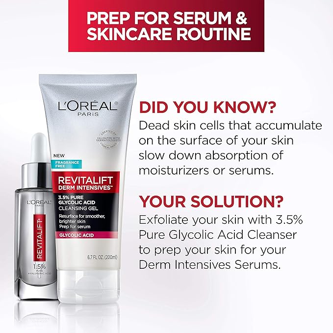 L'Oreal Paris Revitalift 3.5% Pure Glycolic Acid Brightening Cleansing Gel wth Salicylic Acid 6.7 fl oz