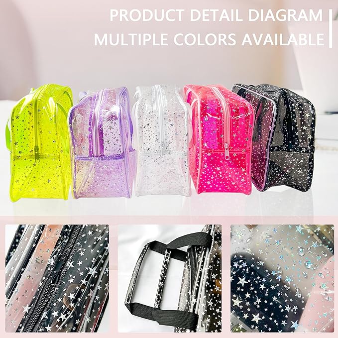 Yellow Star Large Cosmetic Bag and Travel Pouch with Handle,Durable Material,Zipper Design-Ideal for Makeup,Travel Essentials