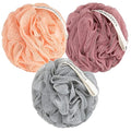 MainBasics Bath Shower Loofah Sponge Pouf Body Scrubber Exfoliator Body Wash Sponge (Set of 3, Coral Reef)