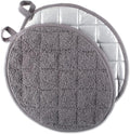 DII Basic Terry Collection Quilted 100% Cotton, Oval Potholder, Gray, 2 Piece