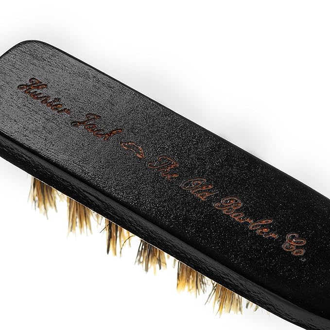 Beard Brush for Men - Natural Boar Bristle Beard Brush Kit - Soft Small Mustache Brush for Men - Premium Travel Grooming Set by Hunter Jack