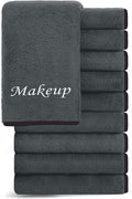 Cosy Family 10 Pack Makeup Remover Wash Cloths - Soft Microfiber Fingertip Facial Cleansing Cloths for Hand and Make Up, 12 x 12 in, Black Grey