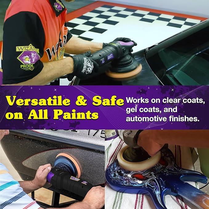 Wizards Buffing Polisher Kit – Foam Cutting Polishing Pads with Wax and Compound - Car Auto Body Scratch Remover - Orbital Buffer Attachment for Painted Surfaces - Paint Correction and Polishing