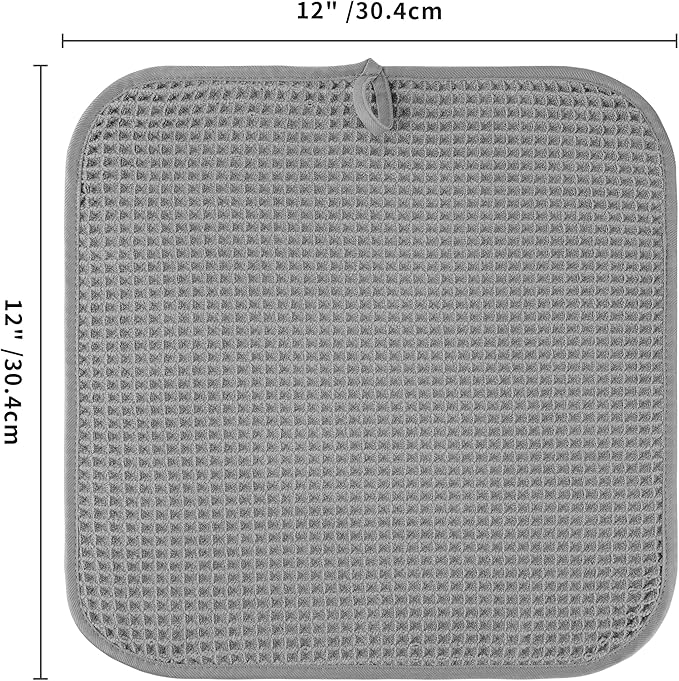 Microfiber Waffle Face Towels, 4 Pieces, Soft, Absorbent, Fast Drying, Lint Free 430 GSM (Gray)