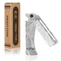 Men's Metal Folding Pocket Beard & Mustache Comb, EDC Knife Comb with Bottle Opener for Outdool Travel - Anti-Static for Hair Styling Pompadour, Slicked-back, Fauxhawk, Undercut