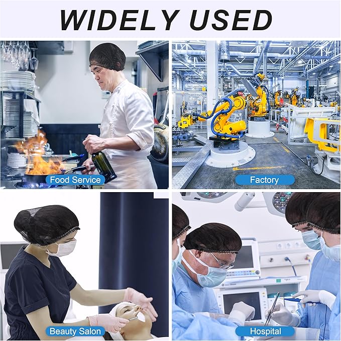 TaShow 120 Pcs Disposable Bouffant Caps, 21 Inches Hair Nets for Women and Men, Polypropylene Non-Woven Hair Nets