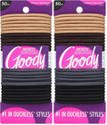 Goody Ouchless Elastic Hair Ties - 30 Ct, Assorted Neutral, 4MM Rubber Bands for Hair, Pain-Free Hair Accessories for Women & Men, Made for Long-Lasting Braids, Ponytails, All Hair Types (Pack of 2)