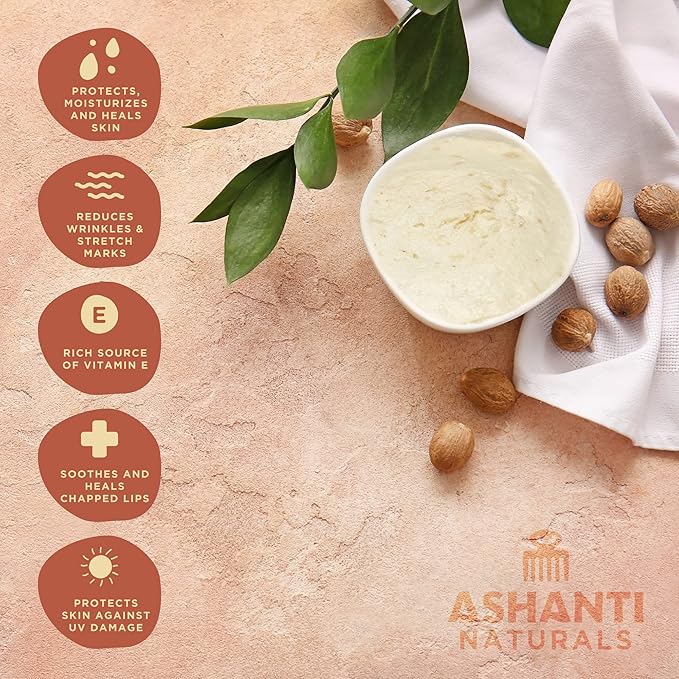 Ashanti Naturals Scented Whipped Shea Butter for Skin | African Body Butter for Women w/Coconut, Almond Oil (Juicy Peach Souffle, 8 oz)
