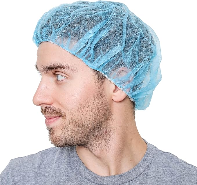 Unisex Polypropylene Bouffant Caps [100 | 1000 | BLACK | WHITE | BLUE | RED |ORANGE | GREEN | 21" | 24" | 28"]