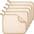Tatuo 5 Pcs Exfoliating Face and Body Wash Cloths Towel Weave Bath Exfoliating Scrub Massage Bath Cloth for Women and Men, 10.63 x 9.05 Inch(Brown Edge)
