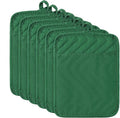 R HORSE 6Pcs Pot Holder for Kitchen Christmas Green Potholders with Pockets Cotton Heat Resistant Potholder Terry Coaster Oven Mitts Hot Pads for Baking Cooking Christmas Pot Holder Gift 7''x9''