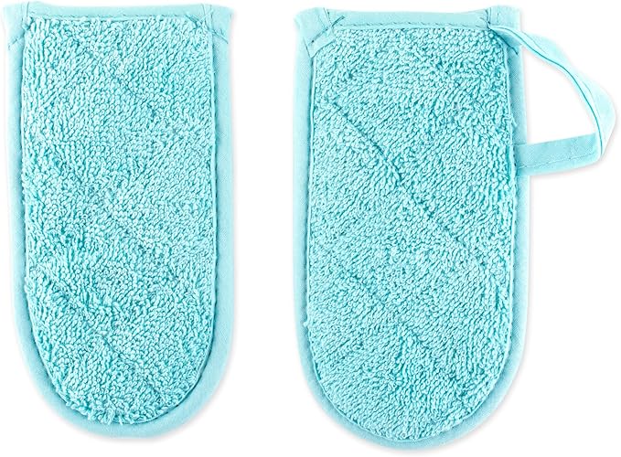 DII Basic Terry Collection Quilted 100% Cotton, Pan Handle, Aqua, 3 Piece